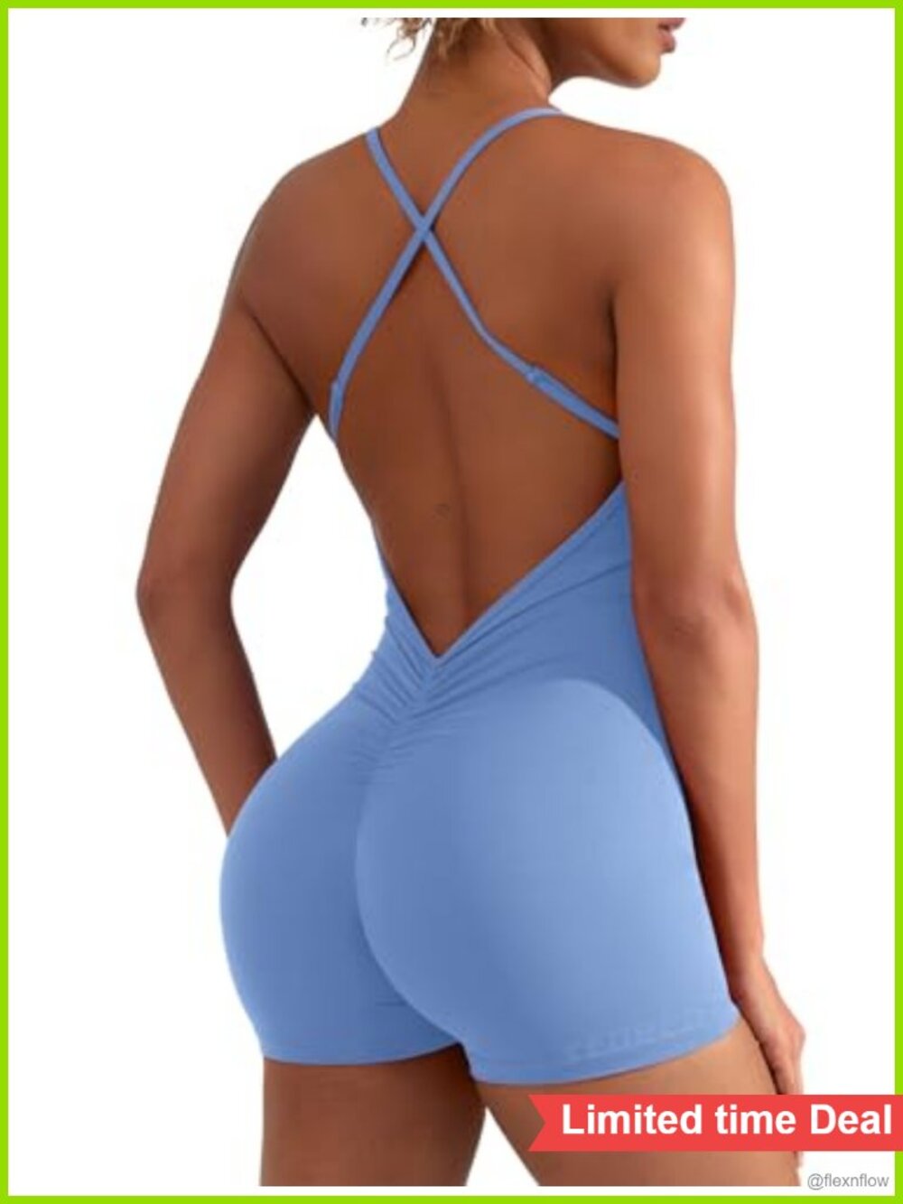 YEOREO Backless Workout Jumpsuit One Piece Yoga Romper Scrunch Butt